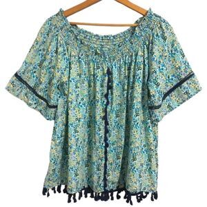Floral Babydoll Top M Peasant Ditsy Fairy Hippie Cottagecore Boho Romantic Flowy